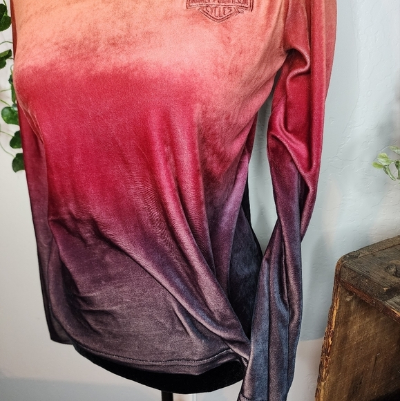 Harley-Davidson Ombre Velvour Sunset Long Sleeve Top - Picture 5 of 10